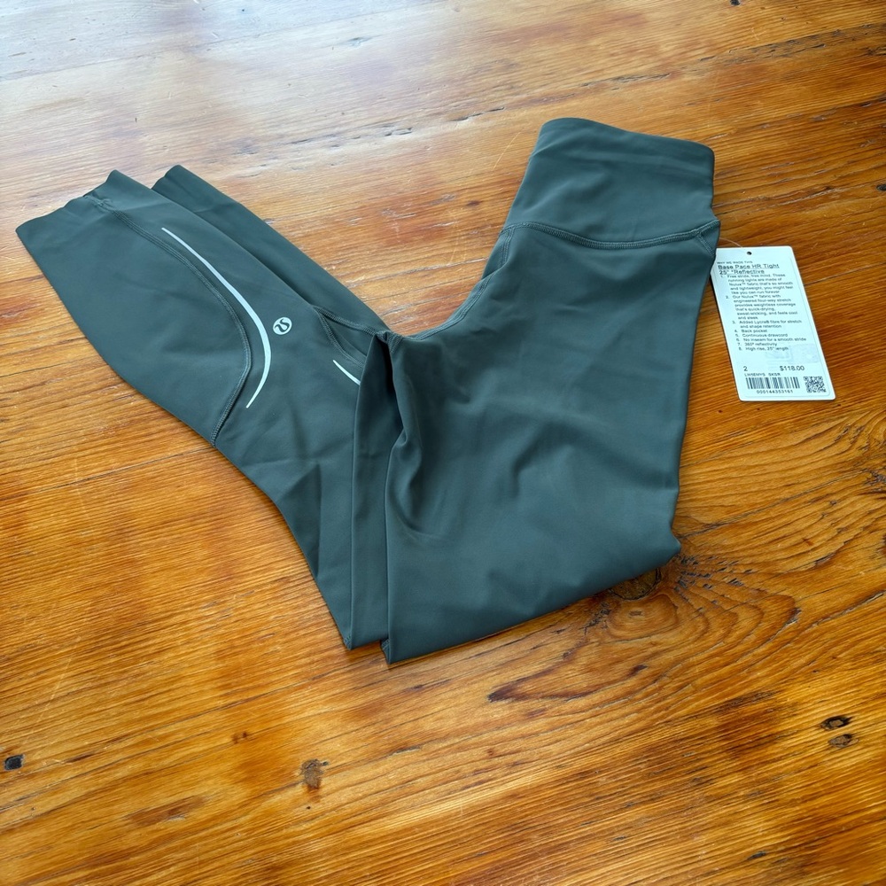 Base Pace High-Rise Reflective Tight 25"‎ size 2 Green running new - Picture 5 of 10
